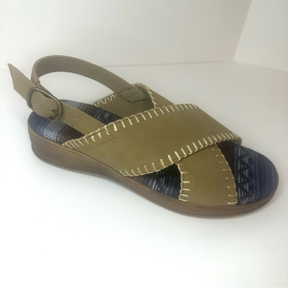 MUK LUKS City Highrise Women’s Taupe Platform Sandals Size 10